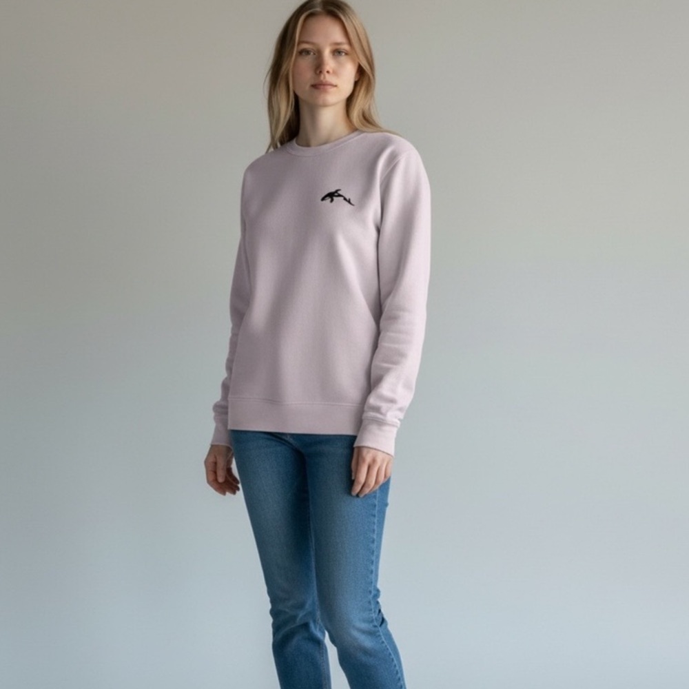 Topshop Pale Lilac Orca Embroidered Sweatshirt